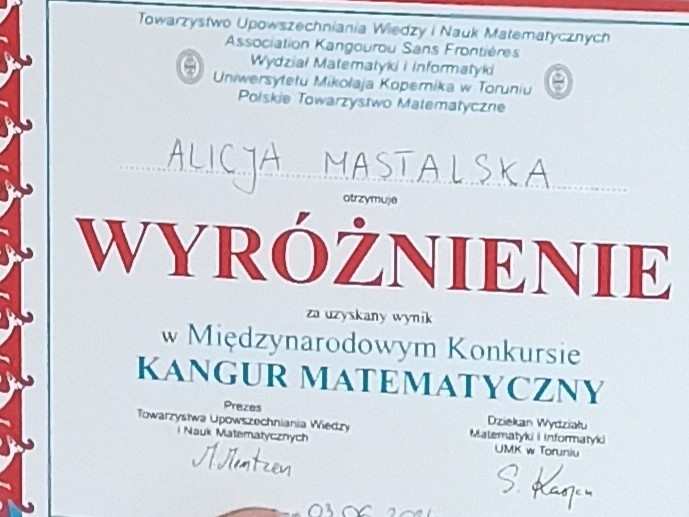 Sukces w konkursie matematycznym