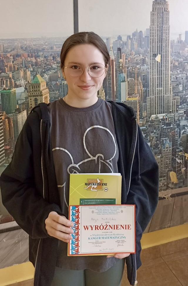 Kangur matematyczny - wyróżnienie dla Alicji