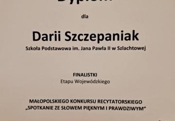 Finalistka Małopolskiego Konkursu Recytatorskiego