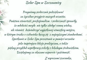 Podziękowanie dla Solar Spa